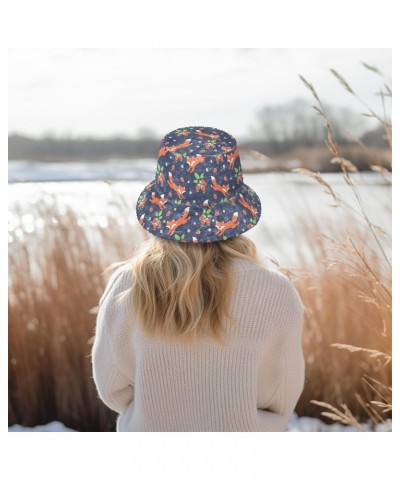 Foxes Strawberries Fuzzy Bucket Hat for Women Hats Bucket Bowler Hat for Trips $10.80 Bucket Hats