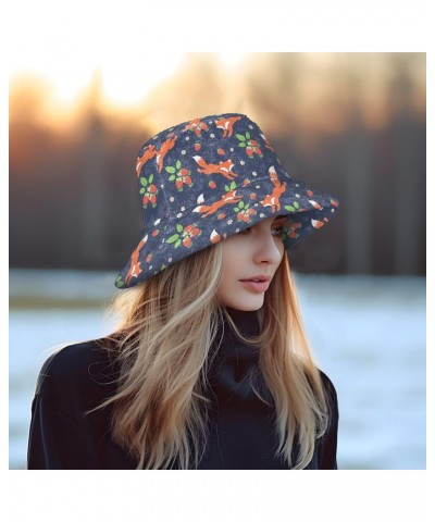 Foxes Strawberries Fuzzy Bucket Hat for Women Hats Bucket Bowler Hat for Trips $10.80 Bucket Hats