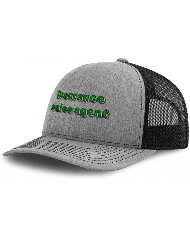 Richardson Trucker Hat Insurance Sales Agent Polyester Baseball Cap Heather Grey Black Design Only $14.35 Baseball Caps