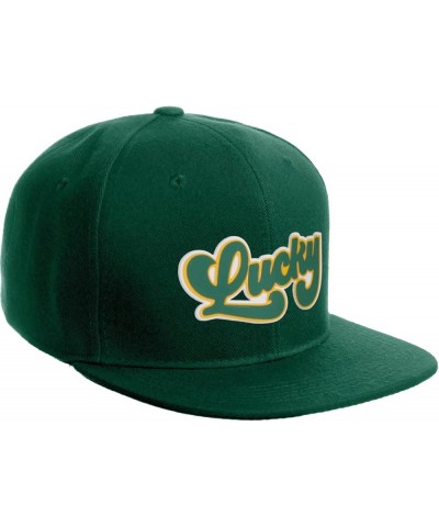 Classic Snapback St.Patrick Day 3D Lucky Clover Flat Bill Visor Hat Hunter Green Lucky $12.46 Baseball Caps