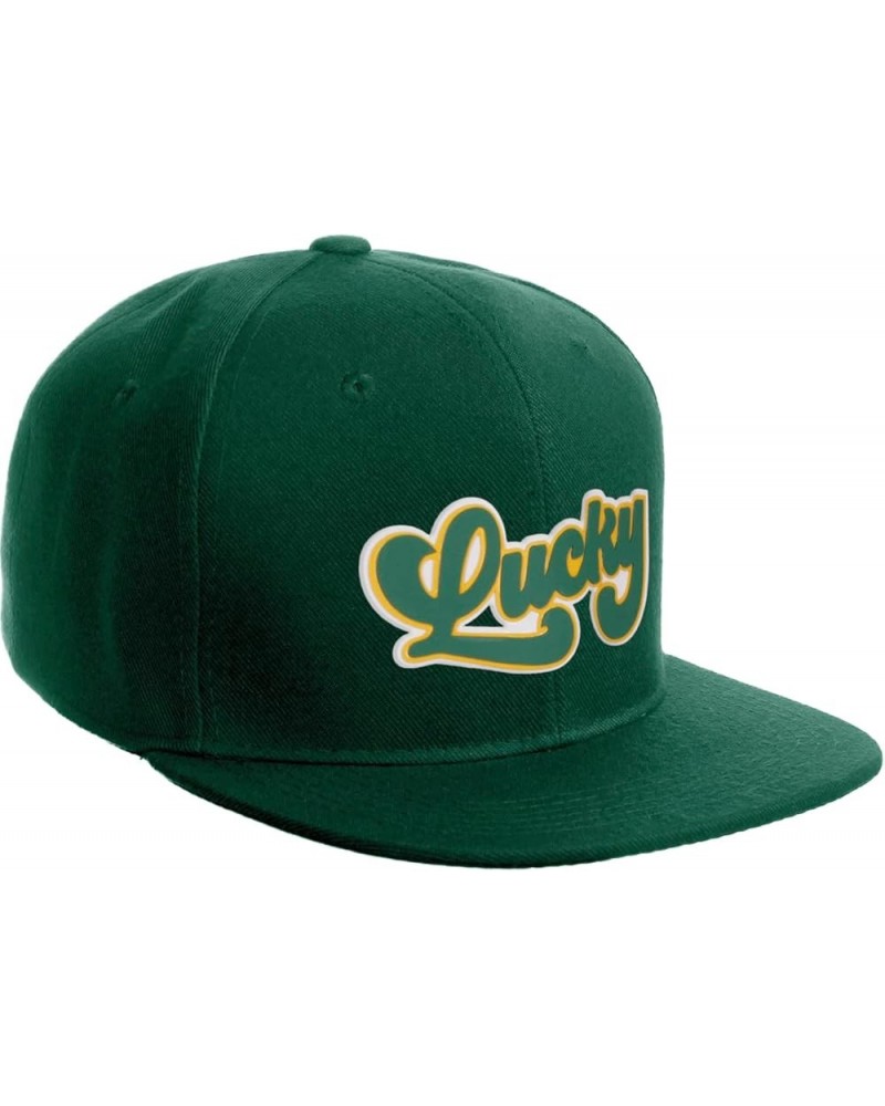 Classic Snapback St.Patrick Day 3D Lucky Clover Flat Bill Visor Hat Hunter Green Lucky $12.46 Baseball Caps