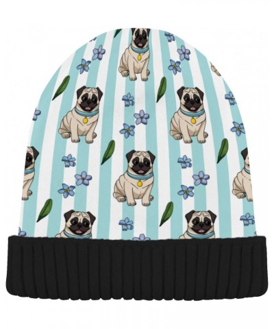 Cartoon Pugs Beanie Hats for Women Men Winter Hat Knit Skull Cap Ski Hats for Hiking Outdoor Girls Multi $10.29 Skullies & Be...