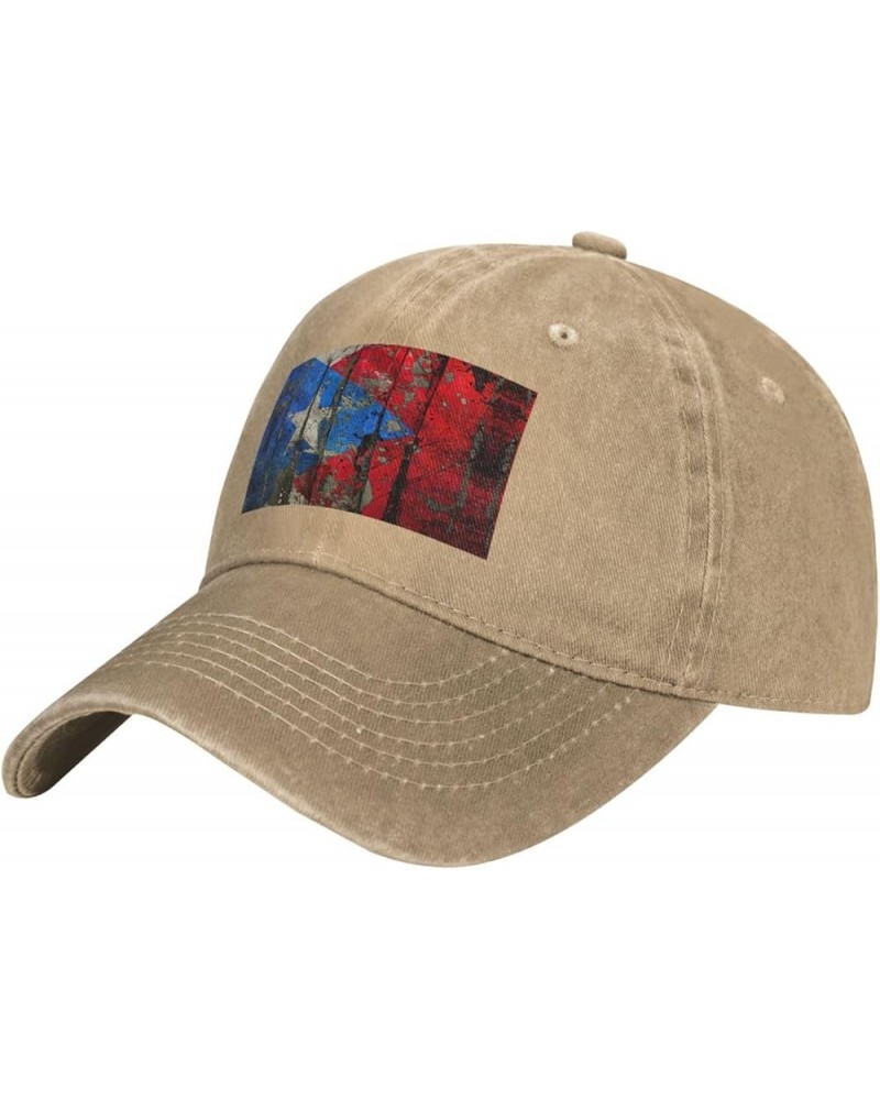 Puerto Rico Wallpaper Flag Print Washed Cowboy Baseball Cap for Adults Adjustable Caps Fashion Cap A Sun Hat Natural $10.09 B...