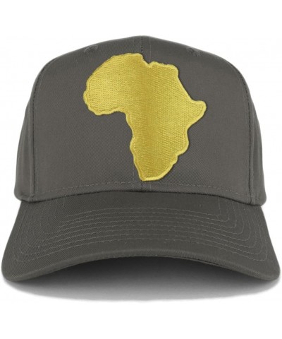 Golden Africa Continent Map Patch Snapback Baseball Cap Charcoal $14.49 Baseball Caps