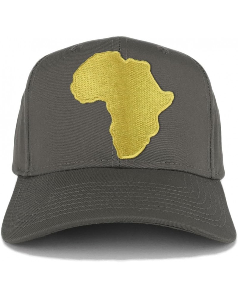 Golden Africa Continent Map Patch Snapback Baseball Cap Charcoal $14.49 Baseball Caps