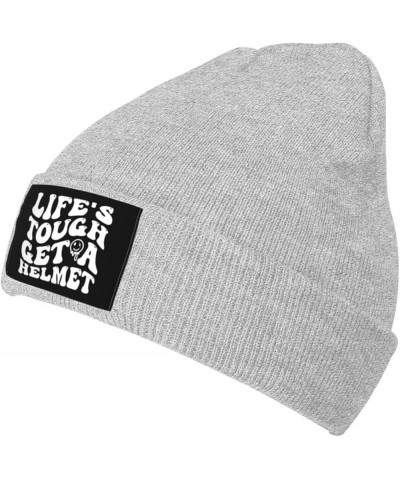 Life's Tough Get A Helmet Slouchy Beanie for Men Winter Hats for Women Skully Stocking Gray $12.36 Skullies & Beanies