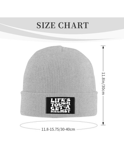 Life's Tough Get A Helmet Slouchy Beanie for Men Winter Hats for Women Skully Stocking Gray $12.36 Skullies & Beanies