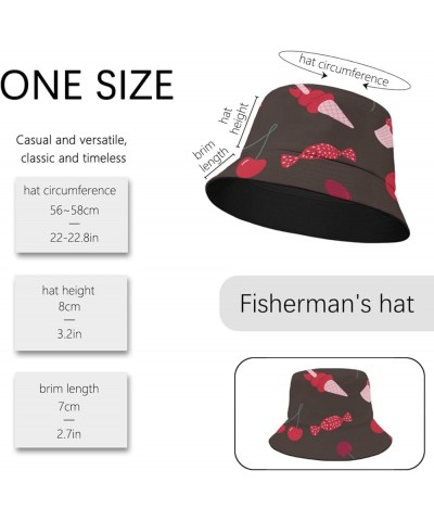 Funny Bucket Hat ice Cream Doodles Bucket Hats Stripes Vintage Mens Hats Vacation Accessories for Beach Must Cherry 5 $8.79 B...