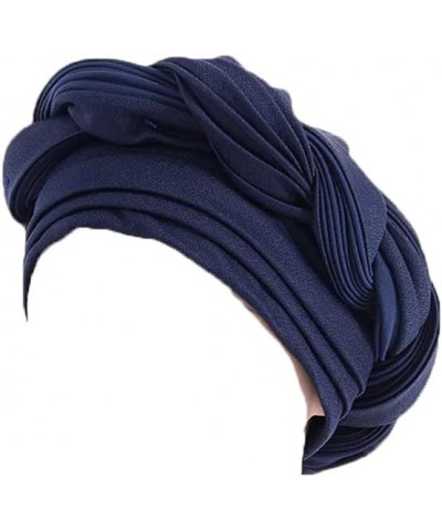 African Gele Headtie Multi Layer Braids Turban Cap Muslim Headscarf Headwrap Hat For Women Navy Blue $13.02 Skullies & Beanies