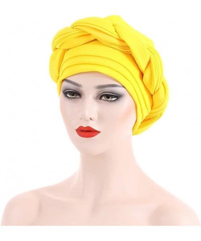 African Gele Headtie Multi Layer Braids Turban Cap Muslim Headscarf Headwrap Hat For Women Navy Blue $13.02 Skullies & Beanies