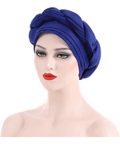 African Gele Headtie Multi Layer Braids Turban Cap Muslim Headscarf Headwrap Hat For Women Navy Blue $13.02 Skullies & Beanies