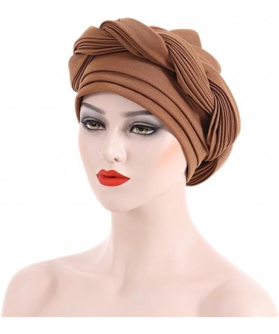 African Gele Headtie Multi Layer Braids Turban Cap Muslim Headscarf Headwrap Hat For Women Navy Blue $13.02 Skullies & Beanies