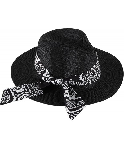 Packable Cap Summer Hats for Women Wide Women Straw Beach Retro Hat Little Girl Sun Cap Foldable Visors Hat Black $8.69 Sun Hats