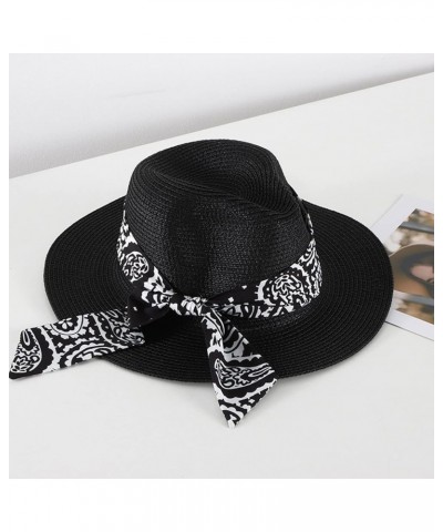 Packable Cap Summer Hats for Women Wide Women Straw Beach Retro Hat Little Girl Sun Cap Foldable Visors Hat Black $8.69 Sun Hats