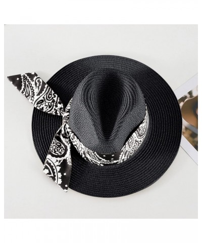 Packable Cap Summer Hats for Women Wide Women Straw Beach Retro Hat Little Girl Sun Cap Foldable Visors Hat Black $8.69 Sun Hats