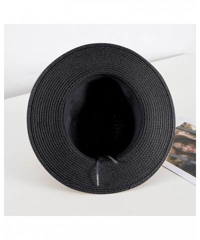 Packable Cap Summer Hats for Women Wide Women Straw Beach Retro Hat Little Girl Sun Cap Foldable Visors Hat Black $8.69 Sun Hats