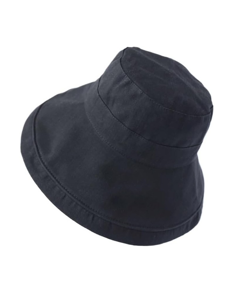 New Hat Female Fashion Large Brim Hat Cotton Linen Fisherman Hat Female Spring and Summer Sun Blocking Sun Hat Black $10.03 S...