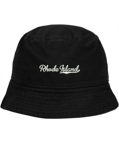 Mens Bucket Hat Rhode Island - RI Embroidered Washed Cotton Classic Bucket Hat Black $14.29 Bucket Hats