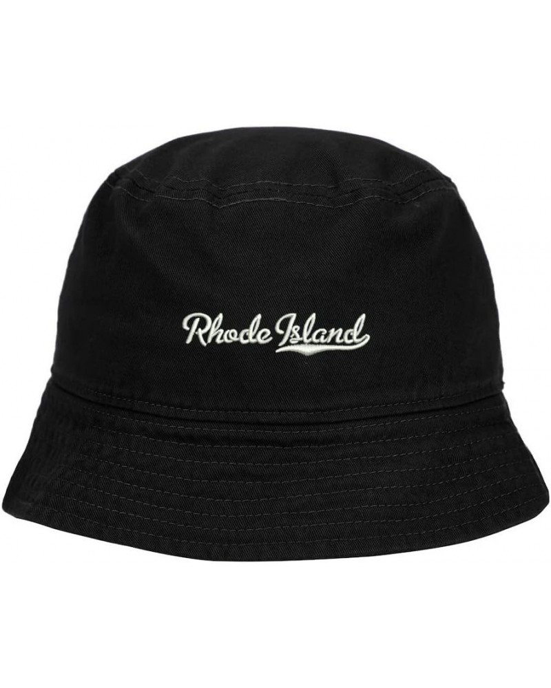 Mens Bucket Hat Rhode Island - RI Embroidered Washed Cotton Classic Bucket Hat Black $14.29 Bucket Hats