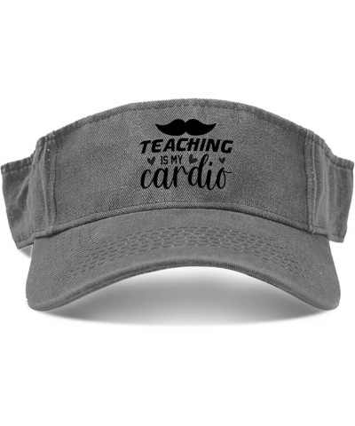 Teaching is My Cardio Caps Visor Hat for Adult Sun Visor Hat Uv Protection Sun Visor Hats Light Grey $11.42 Visors