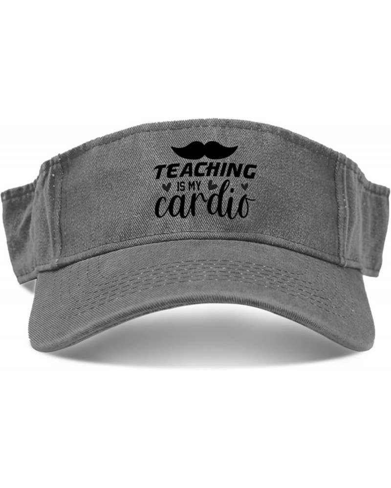 Teaching is My Cardio Caps Visor Hat for Adult Sun Visor Hat Uv Protection Sun Visor Hats Light Grey $11.42 Visors