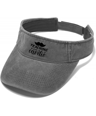 Teaching is My Cardio Caps Visor Hat for Adult Sun Visor Hat Uv Protection Sun Visor Hats Light Grey $11.42 Visors