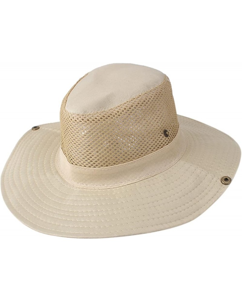 Double-Sided Camouflage Fishing Hats for Men and Women Sun Visor Cap with String Round Brim Dacron L2-beige $8.99 Sun Hats