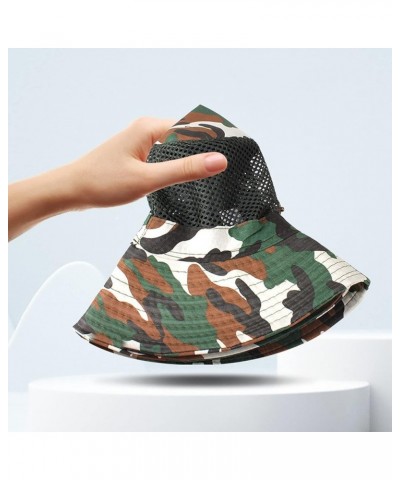 Double-Sided Camouflage Fishing Hats for Men and Women Sun Visor Cap with String Round Brim Dacron L2-beige $8.99 Sun Hats