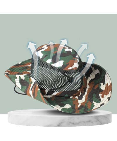 Double-Sided Camouflage Fishing Hats for Men and Women Sun Visor Cap with String Round Brim Dacron L2-beige $8.99 Sun Hats