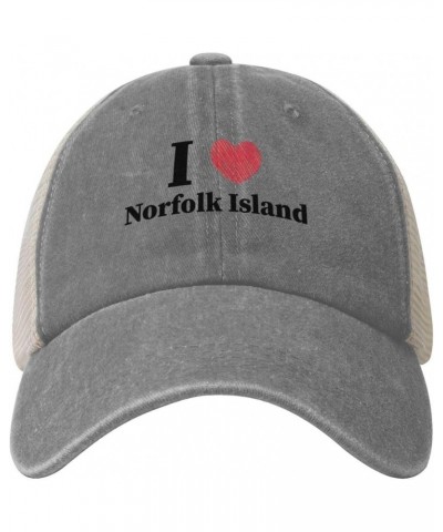 I Love Norfolk Island Baseball Cap Women Men Mesh Back Hats Vintage Cowboy Hat Dad Caps Gray $12.53 Cowboy Hats