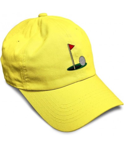 Soft Baseball Cap Golf Ball on Green Olympics Sports Event Dad Hats for Men & Women Yellow $17.10 Baseball Caps