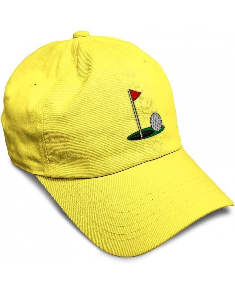 Soft Baseball Cap Golf Ball on Green Olympics Sports Event Dad Hats for Men & Women Yellow $17.10 Baseball Caps