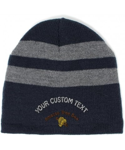 Custom Striped Beanie for Men & Women Tree Boa Acrylic Fleece Skull Cap Hats 1 Size Navy Personalized Text Here $13.79 Skulli...