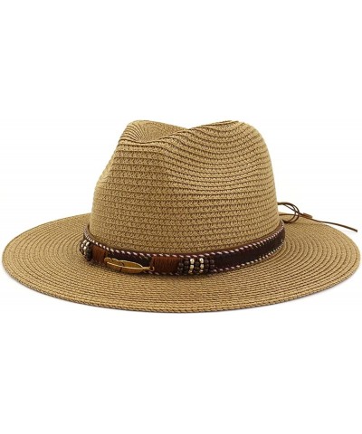 Men Cap Leather Cowboy Western Hat Retro Hat Riding Women Wide Belt Baseball Caps Petty Hats for Women Khaki $9.86 Cowboy Hats