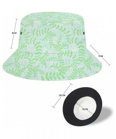 Repeat Plant Green Floral Leaf Pattern Unisex Fashion Bucket Printed Hat Sun Cap Packable Outdoor Fisherman Hat for Women and...