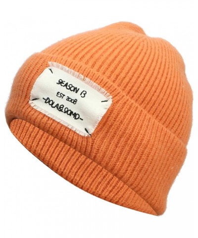 Mens Knit Graphic Cuffed Warm Cap for Women Winter Lined Knitted Hats for Men Reversible Windproof Watch Hat Orange $6.67 Sku...