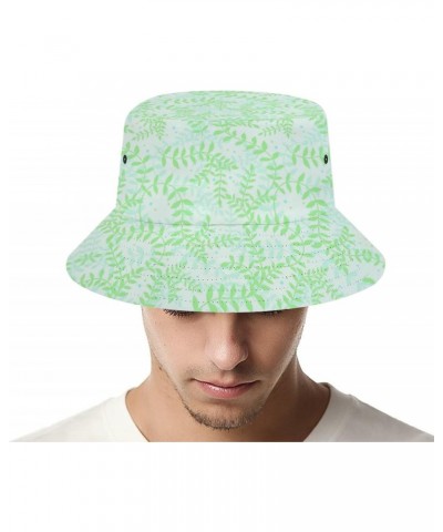 Repeat Plant Green Floral Leaf Pattern Unisex Fashion Bucket Printed Hat Sun Cap Packable Outdoor Fisherman Hat for Women and...