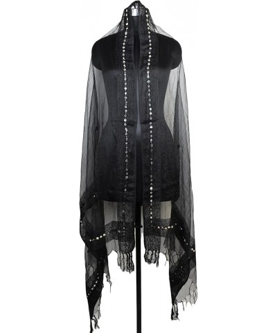 Women's Dupatta Plain Organza Scarf Stole Lightweight Party wear Chunni Scarves Black $12.77 Scarves