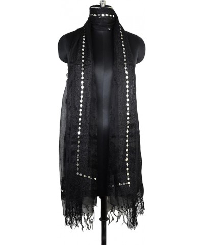 Women's Dupatta Plain Organza Scarf Stole Lightweight Party wear Chunni Scarves Black $12.77 Scarves