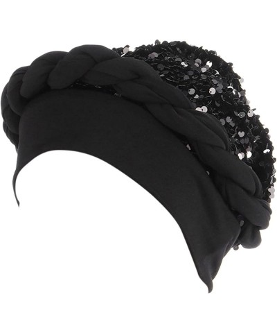 Chemo Headwear for Women Turban Caps Cancer Head Scarves Hair Loss Headwear for Yoga Running Black $7.97 Skullies & Beanies