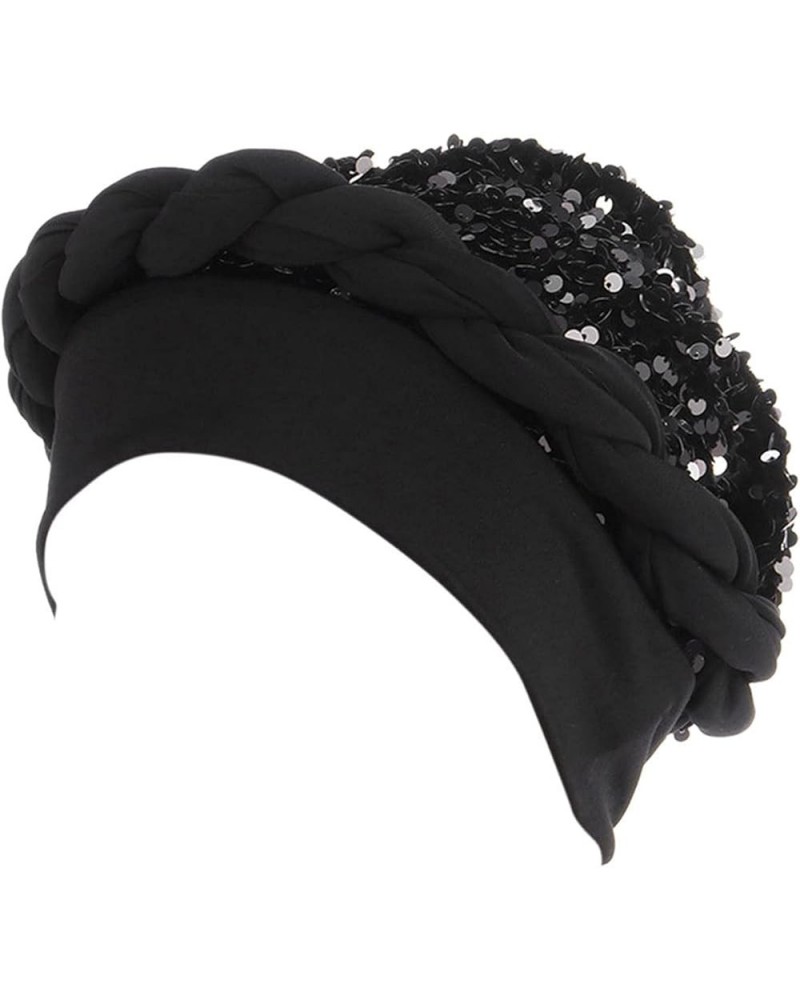 Chemo Headwear for Women Turban Caps Cancer Head Scarves Hair Loss Headwear for Yoga Running Black $7.97 Skullies & Beanies