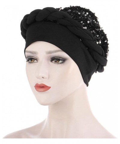 Chemo Headwear for Women Turban Caps Cancer Head Scarves Hair Loss Headwear for Yoga Running Black $7.97 Skullies & Beanies