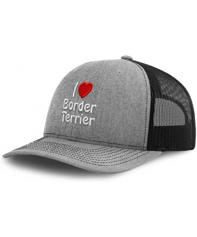 Custom Richardson Trucker Hat I (Love) Border Terrier Red Heart Pet Lovers Dogs Heather Grey Black Design Only $21.45 Basebal...