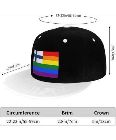 Finland Rainbow Flag Snapback Hat for Men Women Baseball Cap Trucker Flat Bill Hats Dad Caps White $9.94 Baseball Caps