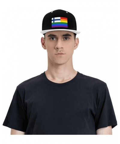 Finland Rainbow Flag Snapback Hat for Men Women Baseball Cap Trucker Flat Bill Hats Dad Caps White $9.94 Baseball Caps