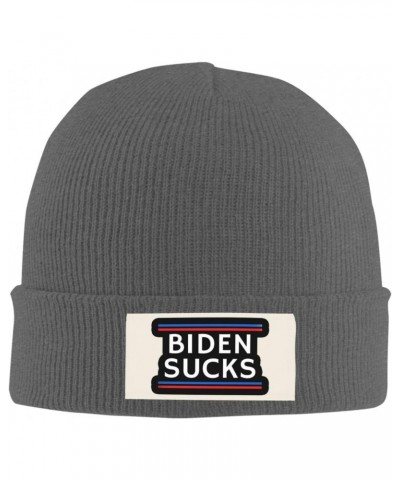 Biden Sucks Cozy Knitted Beanie Hat - Stylish Winter Headwear Acrylic Ideal for All Ages Deep Heather $12.72 Skullies & Beanies