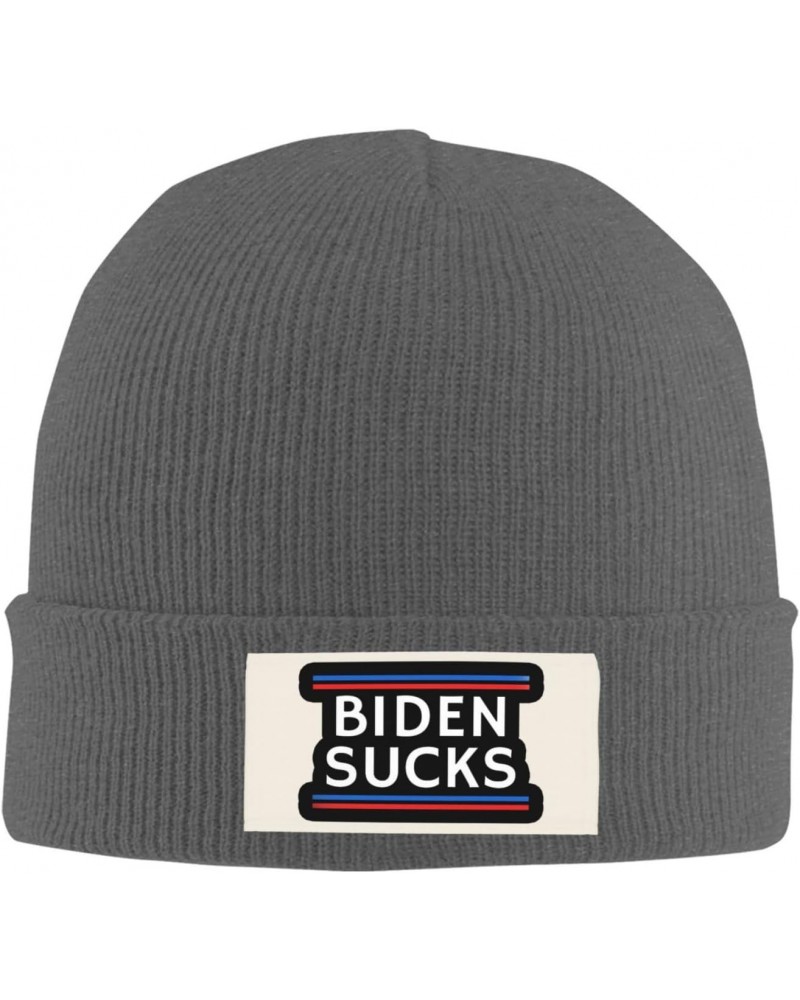 Biden Sucks Cozy Knitted Beanie Hat - Stylish Winter Headwear Acrylic Ideal for All Ages Deep Heather $12.72 Skullies & Beanies