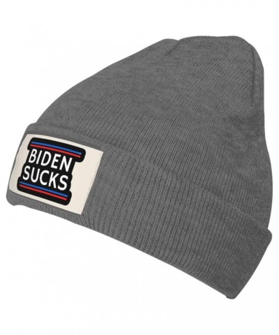 Biden Sucks Cozy Knitted Beanie Hat - Stylish Winter Headwear Acrylic Ideal for All Ages Deep Heather $12.72 Skullies & Beanies