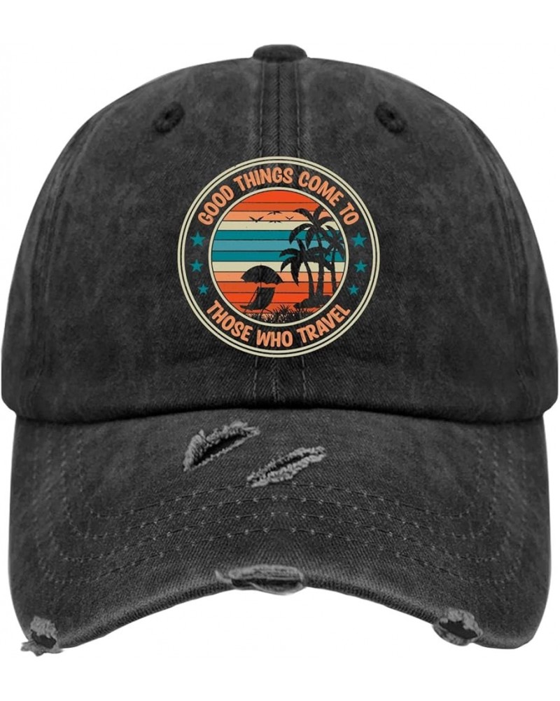 Baseball Caps Good Things Come to Those Who Travel Trucker Hats for Men Graphic Mesh Snapbacks for Gift Denim $10.58 Baseball...