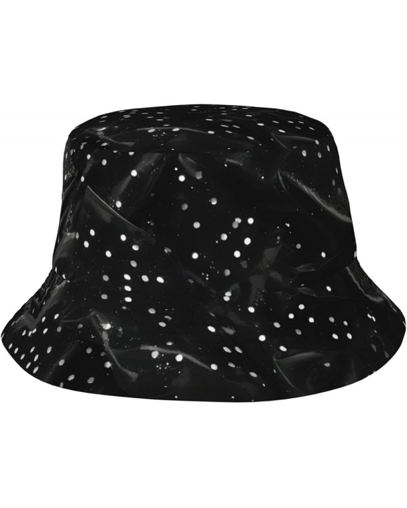 Black White Milk Cow Print Packable Travel Sun Caps Teens Women Men Outdoor Fisherman Beach Print Bucket Hats Unisex Black Wh...